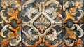 A ceramic tile adorned with various intricate patterns Royalty Free Stock Photo