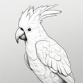 Detailed Character Design: Beautiful White Parrot Sketch