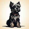 Detailed Character Design: Dark Palette Chiaroscuro Little Dog On Beige Background