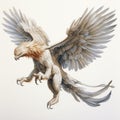 Detailed Character Design: Eagle Winged Manticore Painting Royalty Free Stock Photo