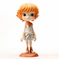 Detailed Character Design: Orange Hair Girl Statue With Limited Color Range