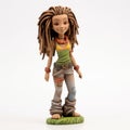 Detailed Character Design: Plastic Figurine Of A Girl With Dreads