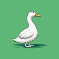 Minimalistic White Duck Illustration On Green Background Royalty Free Stock Photo