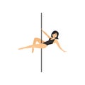 Detailed character woman pole dancer exercising for fitness Royalty Free Stock Photo