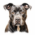 Detailed Charcoal Drawing Of A Black Pit Bull Terrier