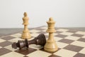 Detailed chessboard with chess during a check mate Royalty Free Stock Photo