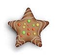 Detailed christmas cookies on the white background, star shape cookies,