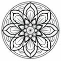 Detailed Circle Coloring Page With Flower: Minimalistic Serenity And Gothic Influence