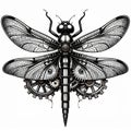 Detailed Clockwork Dragonfly Illustration Royalty Free Stock Photo