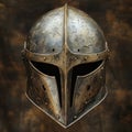 Detailed Close-Up of an Ancient Warrior Helmet Against Dark Background Royalty Free Stock Photo
