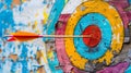 Detailed close up of archery target and arrow with plenty of room for adding text