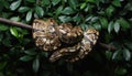 A Ball Python Coiled on a Branch Amidst Lush Green Foliage Royalty Free Stock Photo