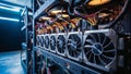 Detailed Close-up of a Blockchain Mining Rig