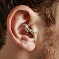 Stylish Jeweled Daith Piercing on a Mans Ear Royalty Free Stock Photo