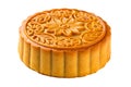 Detailed Close-Up of Classic Mooncake on White Surface Royalty Free Stock Photo
