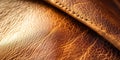 Detailed close-up of classic tan leather, capturing its rich grain and smooth texture, emphasizing Royalty Free Stock Photo