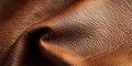 Detailed close-up of classic tan leather, capturing its rich grain and smooth texture, emphasizing Royalty Free Stock Photo