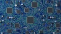 Detailed Close-Up of Complex Computer Circuit Board With Integrated Chips Royalty Free Stock Photo