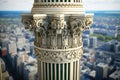 detailed close-up of a corinthian column in a high-rise office