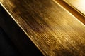 A detailed close up of a gold plate on a table, suitable for various design projects Royalty Free Stock Photo