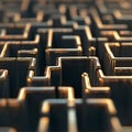 Intricate golden maze structure with depth and texture.