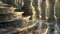 A detailed close-up of a grand set of stairs inside a historic building, showcasing intricate architecture and Royalty Free Stock Photo