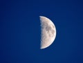 Detailed close-up of a half moon in a clear night sky Royalty Free Stock Photo