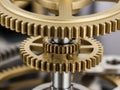 A detailed close-up of interlocking metallic gears demonstrating mechanical precision isolated on transparent background Royalty Free Stock Photo