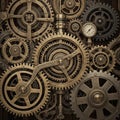 Detailed Close-Up of Antique Mechanical Gears and Cogs in Motion Royalty Free Stock Photo