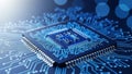 Detailed close-up of modern processor chip on circuit board background Royalty Free Stock Photo