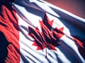 Detailed close up of the national flag of Canada waving in the wind on a clear day. Democracy and politics. North american country