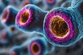Microscopic View of Nerve Cells with Vibrant Neural Activity Generative AI