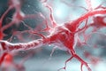 Detailed Close-Up of a Neuron Cell with Complex Dendrites and Synaptic Connections Royalty Free Stock Photo