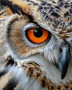 Close Up of Owl With Orange Eyes Royalty Free Stock Photo