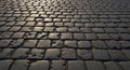 Close-up View of Cobblestone Pavement with Sunlight and Shadows ground texture Royalty Free Stock Photo