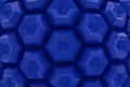 Closeup abstract view of a blue hexagonal geometric pattern, creating a textured and futuristic background Royalty Free Stock Photo