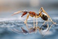 ant reflected in water surface Royalty Free Stock Photo