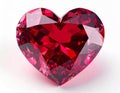 Detailed Close Up of a Red Heart Shaped Gemstone on White Background Royalty Free Stock Photo