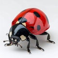 Detailed Close Up of a Red Ladybug with Black Spots on a White Background Royalty Free Stock Photo