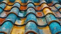 detailed close-up of a roof constructed entirely of metal pipes. The pipes are arranged in a geometric pattern to form Royalty Free Stock Photo