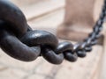 Detailed close up of rusted links in a large chain fence Royalty Free Stock Photo