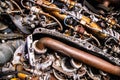 rusty parts in old airplane engine Royalty Free Stock Photo