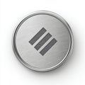 Close Up of a Metallic Round Emblem With Three Dark Diagonal Lines on a Textured Silver Surface Royalty Free Stock Photo