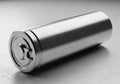 Close-up view of a silver aaa battery featuring a positive terminal and cylindrical body with subtle reflections Royalty Free Stock Photo