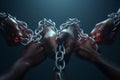 Closeups of diverse hands forming a chain Royalty Free Stock Photo