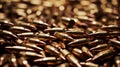 Close-Up View of Shiny Bullets Stacked Together Royalty Free Stock Photo