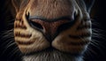 Close-up of a tiger\'s textured nose and whiskers