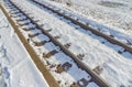 Snow-Blanketed Railway Tracks in Dugo Selo, Croatia