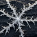 Detailed close-up of a snowflake with intricate patterns resembling a dendrite Royalty Free Stock Photo