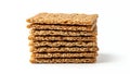 Stack of Crispbreads with Sesame Seeds Isolated on White Background Detailed Close Up: Food Photography with Natural Royalty Free Stock Photo